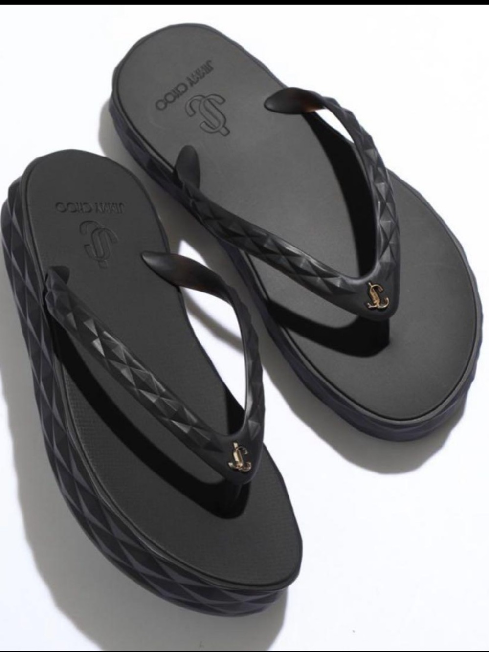 Jimmy Choo Diamond rubber flip flops 9 black EUC
